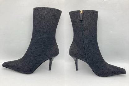 GUCCI グッチ GGキャンバス ショートブーツ レディース サイドジップ ハイヒール 158914 中古 4