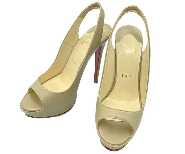 Christian Louboutin クリスチャンルブタン レザー バックストラップ ミュール 約24.5 中古 1