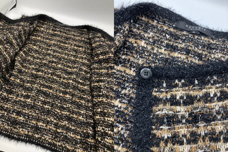 MATERIA MILANO マテリア ミラノ ラメ ツイード柄 ポンチョ 中古 4