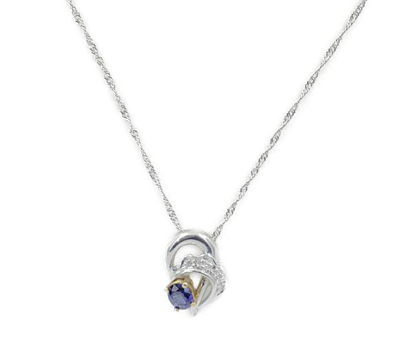 pt900 K18 ダイヤ0.05ct サファイヤ 0.52ct pt850 ネックレス 中古 1