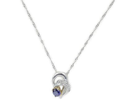 pt900 K18 ダイヤ0.05ct サファイヤ 0.52ct pt850 ネックレス 中古 1