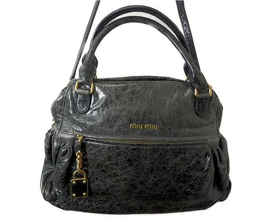 miu miu ミュウミュウ ラムスキン 2way ハンドバッグ 中古 1