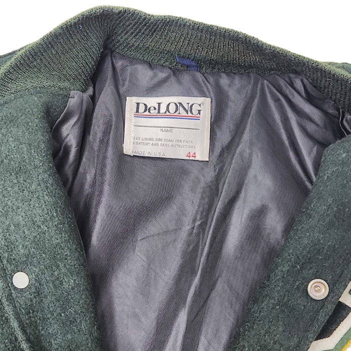 DeLONG デロング MLB アスレチックス 袖レザーウールスタジャン メンズ グリーン アイボリー 44 U.S.A.製 ヴィンテージ 90年代 中古 3