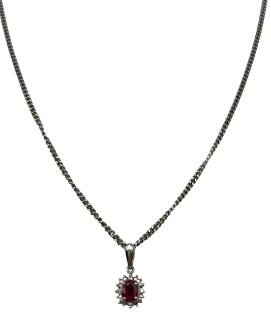 Pt900/850 パープル石 メレダイヤ プラチナネックレス 中古 4