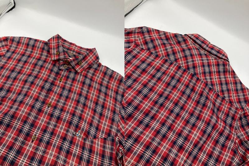 Vivienne Westwood MAN ヴィヴィアンウエストウッド マン チェック柄 刺繍オーブ 半袖シャツ 中古 4
