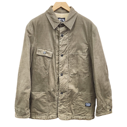 Stussy ステューシー AUTHENTIC GEAR 裏ボア コーデュロイ ジャケット メンズ L カーキ ブルゾン OLD ビンテージ 中古 1