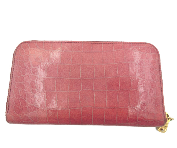 miu miu/ミュウミュウ クロコ調 エナメル ラウンドファスナー 長財布 中古 1