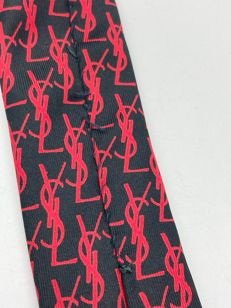 YVES SAINT LAURENT イヴサンローラン 総柄 シルク ネクタイ 中古 4