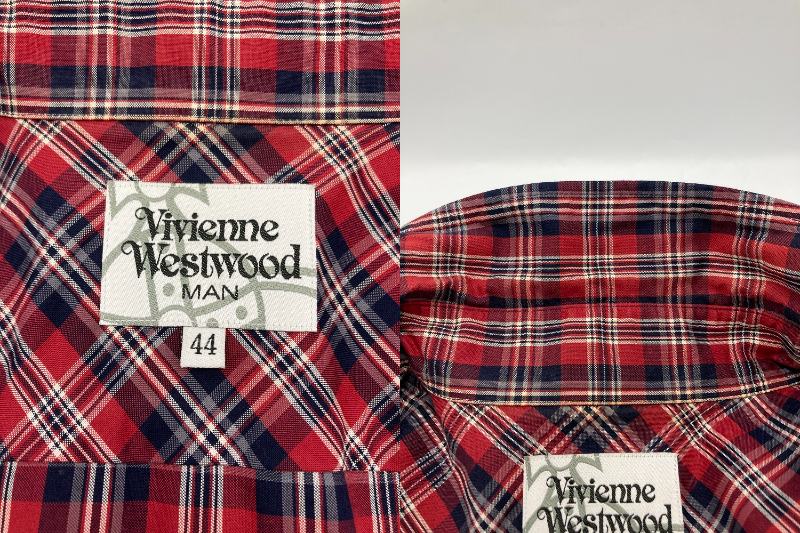 Vivienne Westwood MAN ヴィヴィアンウエストウッド マン チェック柄 刺繍オーブ 半袖シャツ 中古 4
