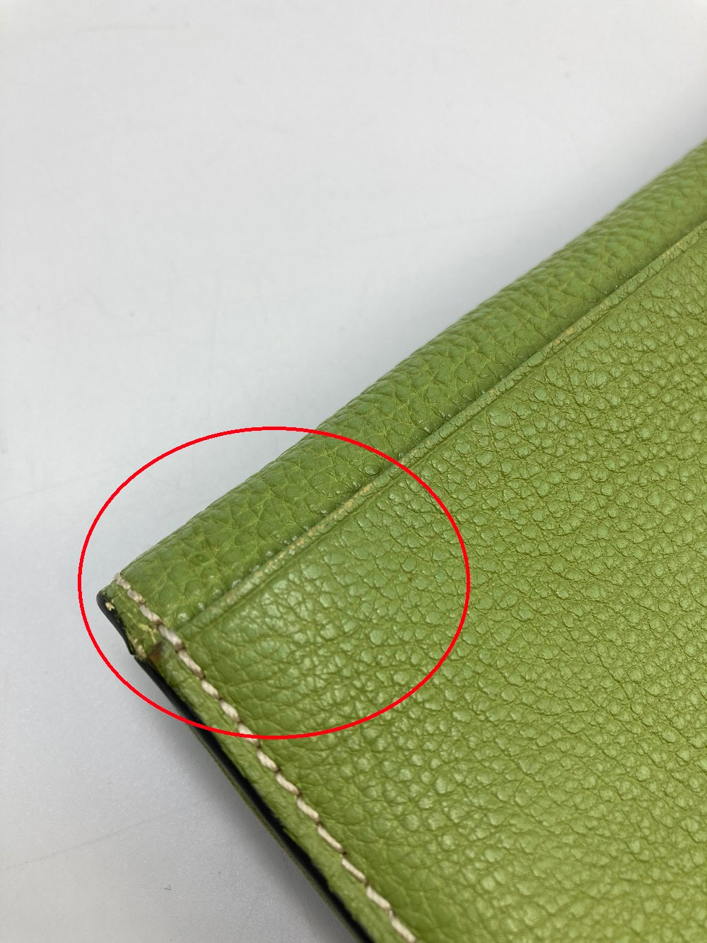 SERRATURA セッラトゥラ レザー 長財布 かぶせ蓋 ホック メンズ グリーン 中古 4