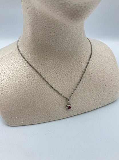 Pt900/850 パープル石 メレダイヤ プラチナネックレス 中古 4