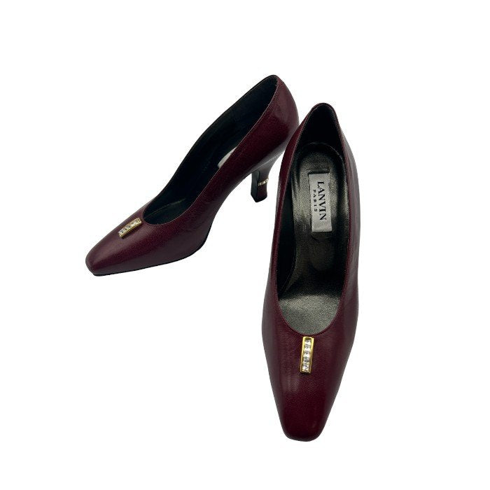 LANVIN PARIS ランバン パンプス ワインレッド 5 ヒール レディース ビジュー 靴 シューズ 中古 W４