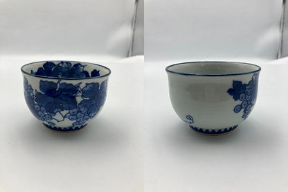 洛東窯 平安賀善 (北村 賀善) 染付葡萄文 茶器 中古 4