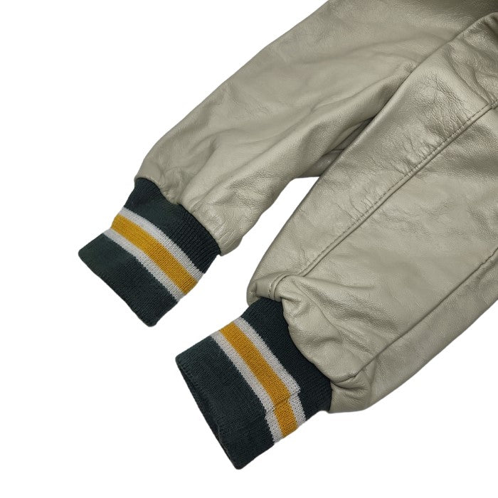 DeLONG デロング MLB アスレチックス 袖レザーウールスタジャン メンズ グリーン アイボリー 44 U.S.A.製 ヴィンテージ 90年代 中古 3