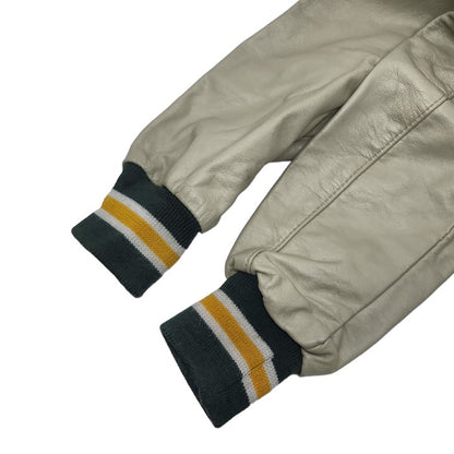 DeLONG デロング MLB アスレチックス 袖レザーウールスタジャン メンズ グリーン アイボリー 44 U.S.A.製 ヴィンテージ 90年代 中古 3