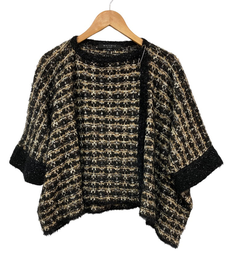 MATERIA MILANO マテリア ミラノ ラメ ツイード柄 ポンチョ 中古 4