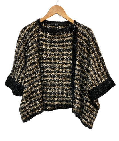 MATERIA MILANO マテリア ミラノ ラメ ツイード柄 ポンチョ 中古 4