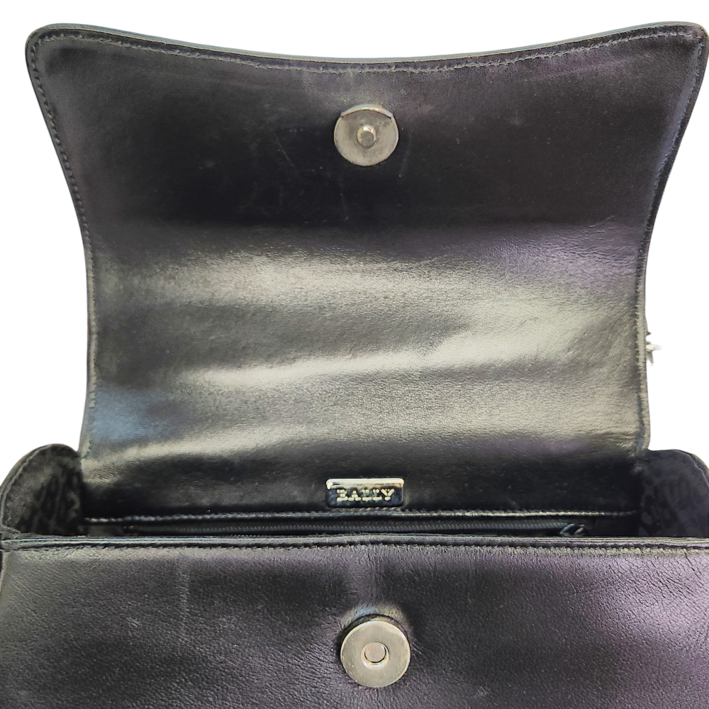 BALLY バリー レザー フォーマル ハンドバッグ レディース ブラック 冠婚葬祭 シルバー金具 中古 1