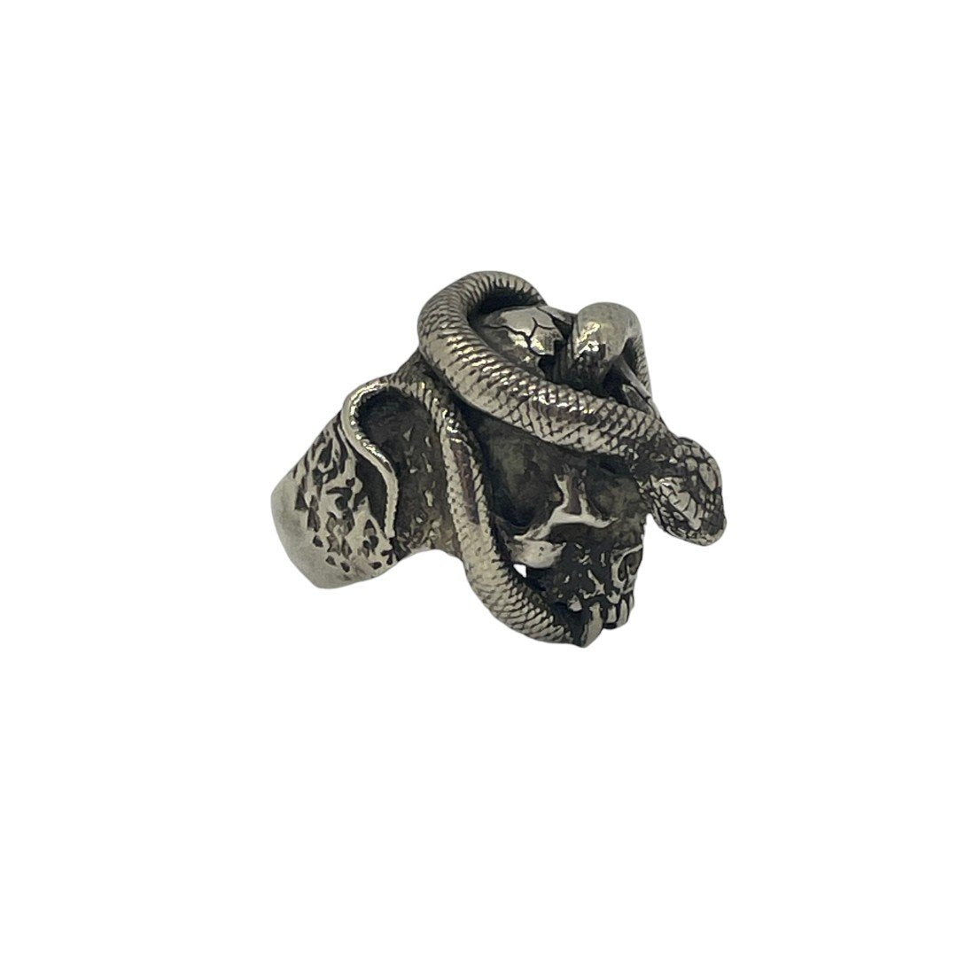 CRAZY PIG クレイジーピッグ SKULL&SNAKE RING メンズ 22号 中古 IT1