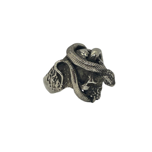 CRAZY PIG クレイジーピッグ SKULL&SNAKE RING メンズ 22号 中古 IT1