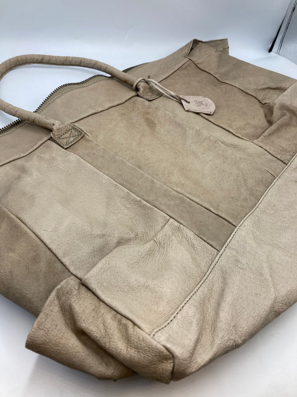 REN レン ピッグスキン 2WAY ボストンバッグ BG-121 ベージュグレイ メンズ 中古 4