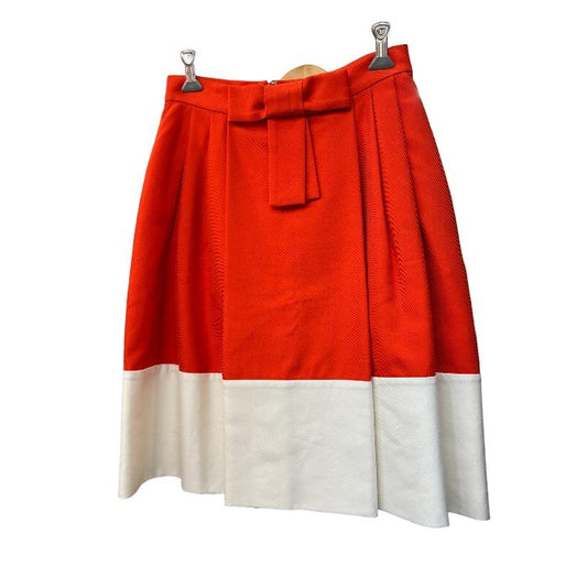 kate spade ケイトスペード リボン スカート 024-220040 4 レディース オレンジ ホワイト かわいい 中古 W4