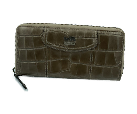 COACH クロコ型押し ラウンドファスナー 長財布 中古 1