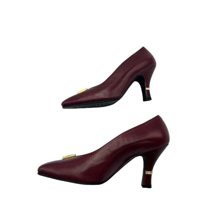 LANVIN PARIS ランバン パンプス ワインレッド 5 ヒール レディース ビジュー 靴 シューズ 中古 W４