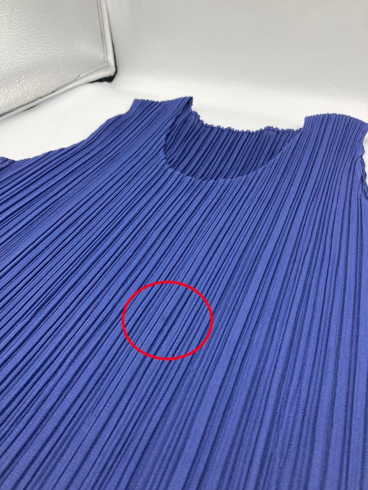 ISSEY MIYAKE イッセイミヤケ プリーツ カットソー ノースリーブ サイズM ネイビー 中古 D4