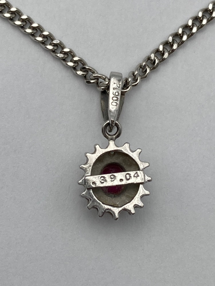 Pt900/850 パープル石 メレダイヤ プラチナネックレス 中古 4