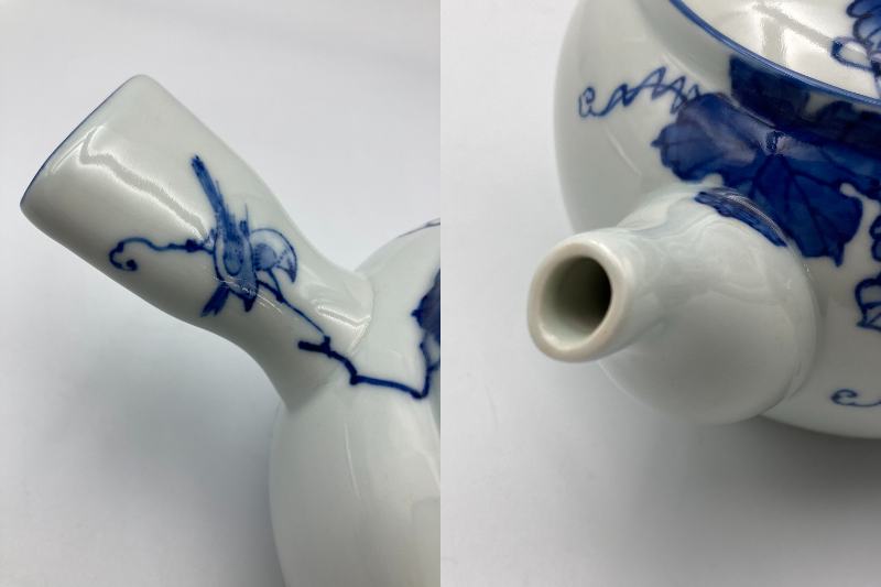洛東窯 平安賀善 (北村 賀善) 染付葡萄文 茶器 中古 4