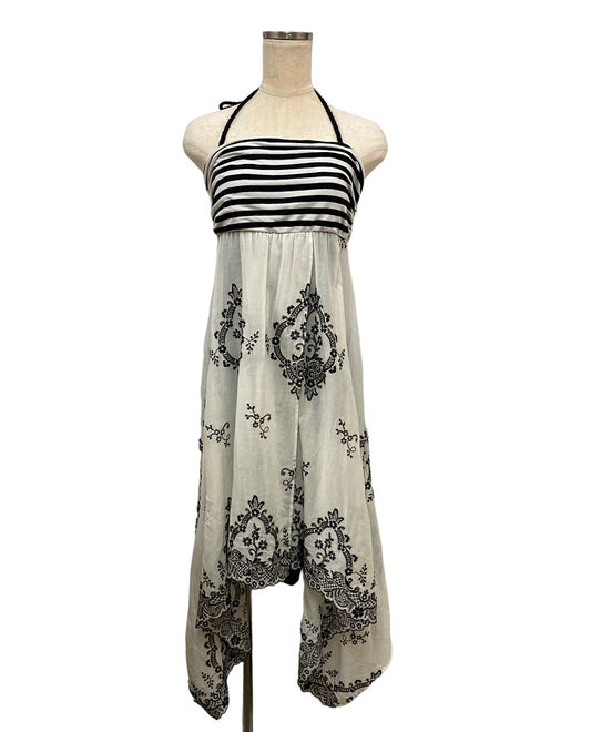 Grace Class グレースクラス ボーダー刺繍ベア ホルターネック ワンピース 中古 4