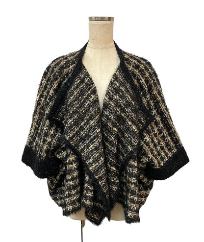 MATERIA MILANO マテリア ミラノ ラメ ツイード柄 ポンチョ 中古 4