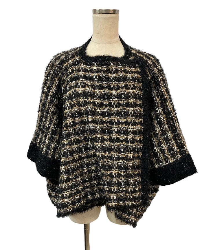 MATERIA MILANO マテリア ミラノ ラメ ツイード柄 ポンチョ 中古 4